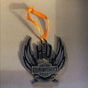 2016 Harley-Davidson Gray Metal Ornament with Orange Ribbon
